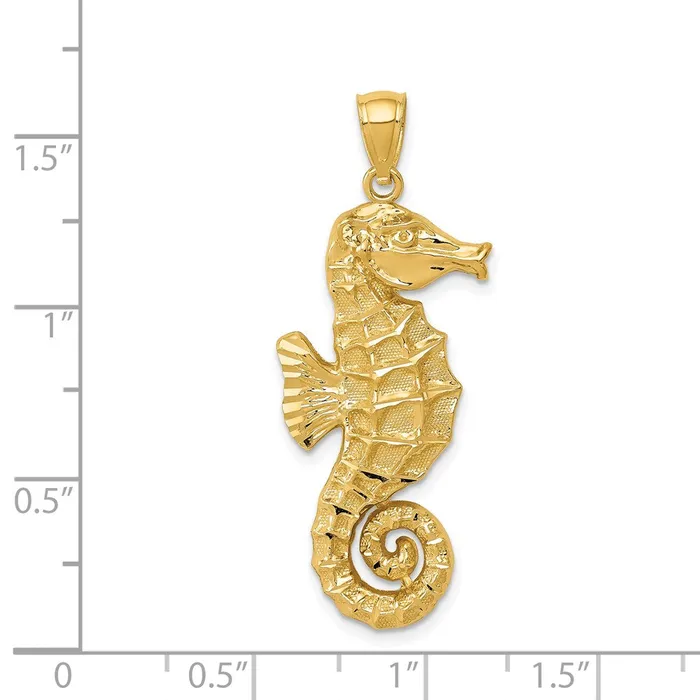 14k Yellow Gold Diamondcut Polished Seahorse Pendant Goldia Necklaces
