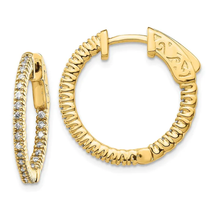 14k Yellow Gold Diamond Round Hoop wSafety Clasp Earrings Goldia Earrings 14k Yellow Gold Diamond Round Hoop wSafety Clasp Earrings Goldia Earrings