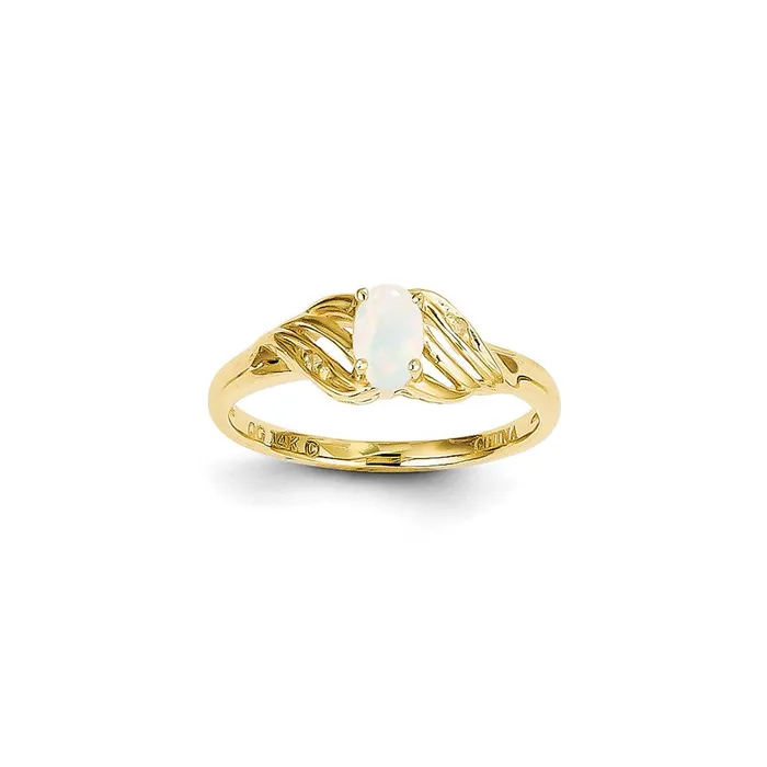 14k Yellow Gold Genuine Opal Diamond Ring Goldia Rings