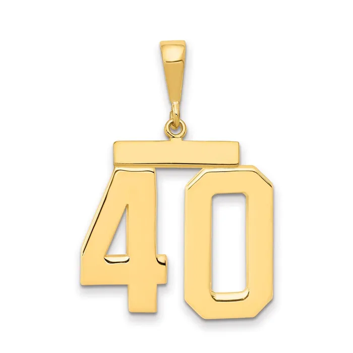14k Yellow Gold Large Polished Number 40 Charm Goldia Charm Necklaces