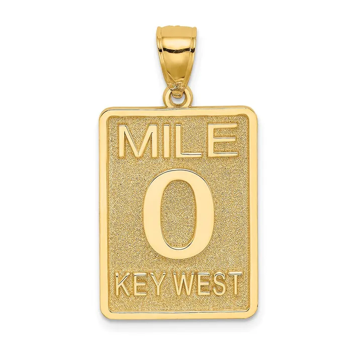 14k Yellow Gold Mile Marker 0 KEY WEST Charm Goldia Charm Necklaces