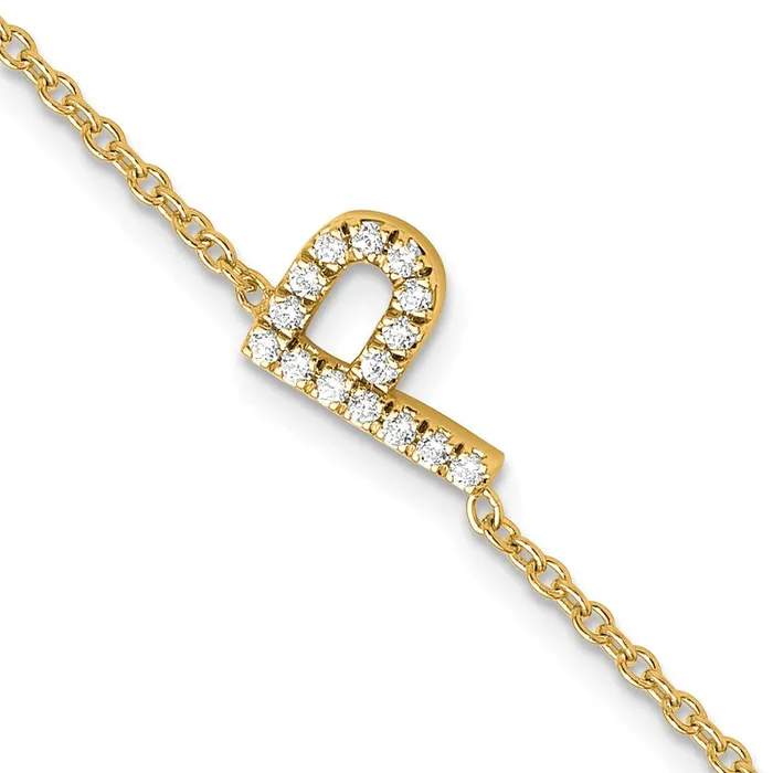 14k Yellow Gold Natural Diamond Sideways Letter P w 1in ext Bracelet goldiaca Bracelets 14k Yellow Gold Natural Diamond Sideways Letter P w 1in ext Bracelet goldiaca Bracelets