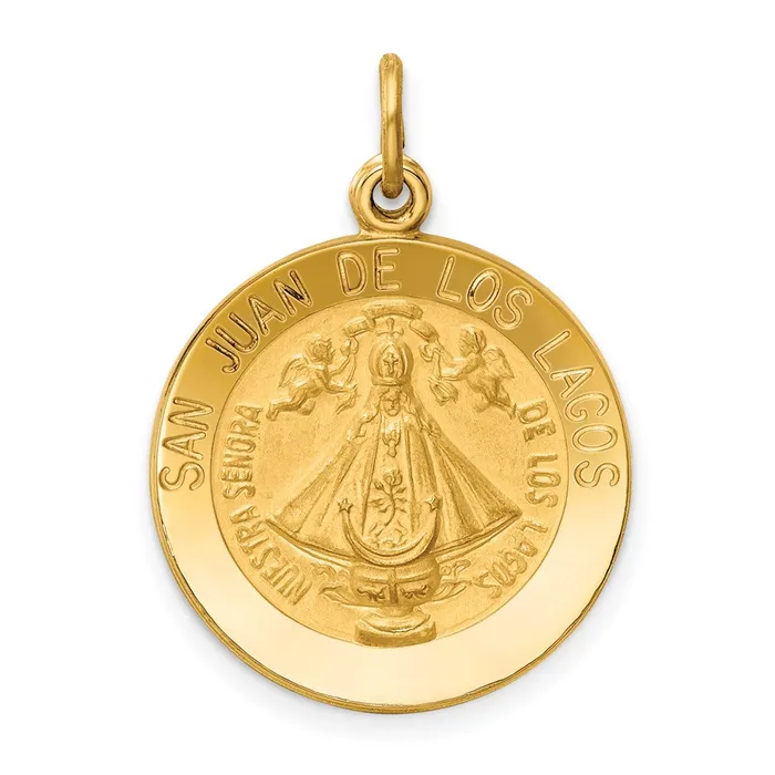 14k Yellow Gold Our Lady of San Juan Medal Pendant Goldia Necklaces