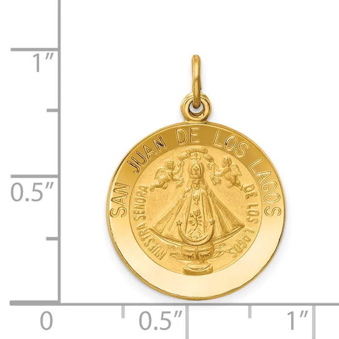 14k Yellow Gold Our Lady of San Juan Medal Pendant Goldia Necklaces