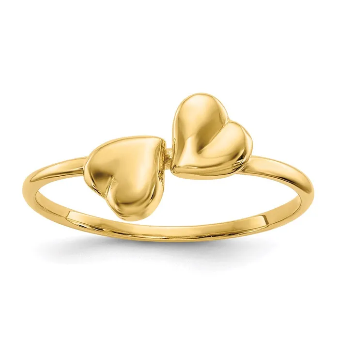 14K Yellow Gold Polished Hearts Ring Goldia Rings