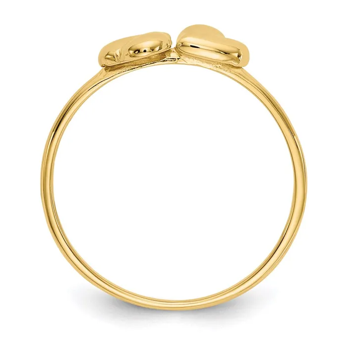 14K Yellow Gold Polished Hearts Ring Goldia Rings