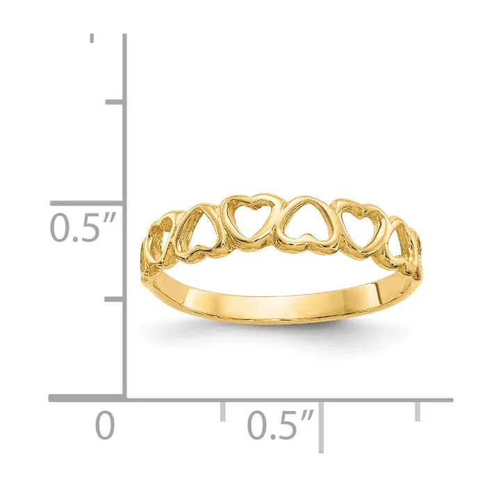 14K Yellow Gold Polished Hearts Ring Goldia Rings