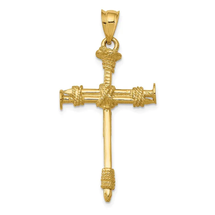 14k Yellow Gold Polished Nail Cross Pendant Goldia Necklaces