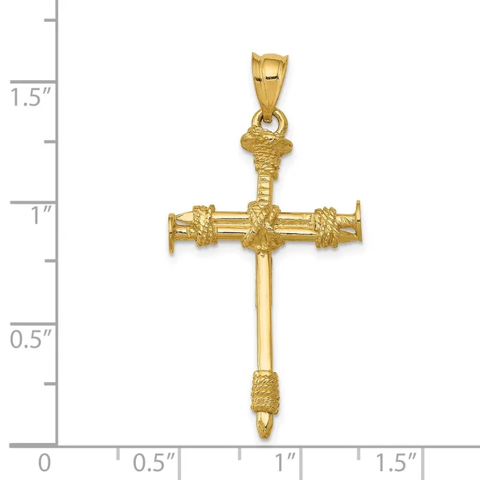 14k Yellow Gold Polished Nail Cross Pendant Goldia Necklaces