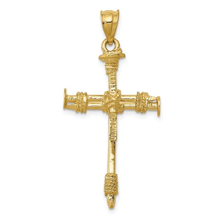 14k Yellow Gold Polished Nail Cross Pendant Goldia Necklaces