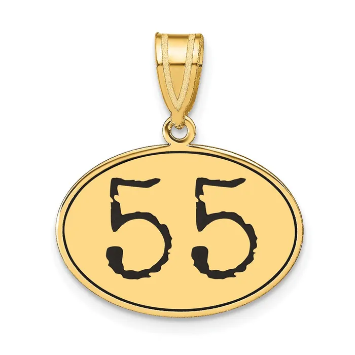 14k Yellow Gold Polished Number 55 Black Enamel Oval Pendant Goldia Necklaces 14k Yellow Gold Polished Number 55 Black Enamel Oval Pendant Goldia Necklaces
