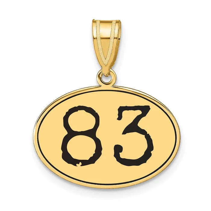 14k Yellow Gold Polished Number 83 Black Enamel Oval Pendant Goldia Necklaces 14k Yellow Gold Polished Number 83 Black Enamel Oval Pendant Goldia Necklaces