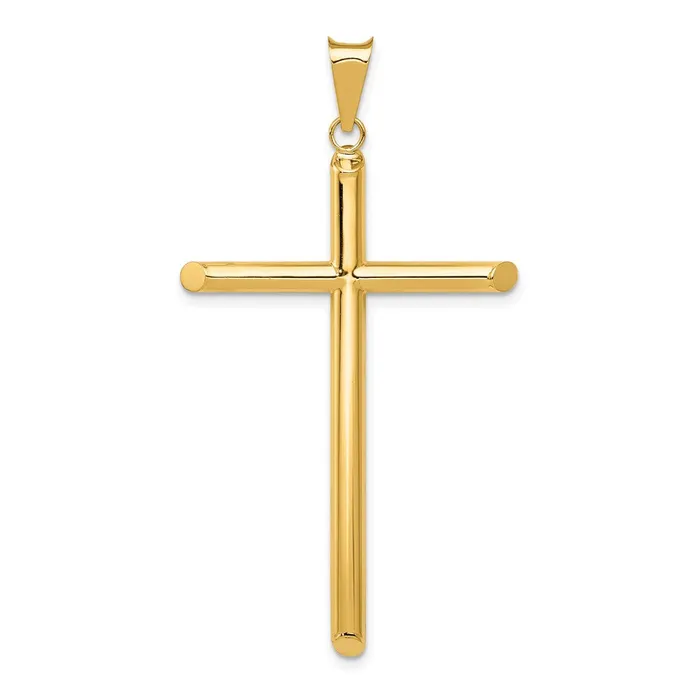 14k Yellow Gold Polished Tube Cross Pendant Goldia Necklaces