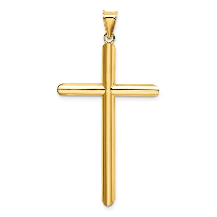 14k Yellow Gold Polished Tube Cross Pendant Goldia Necklaces