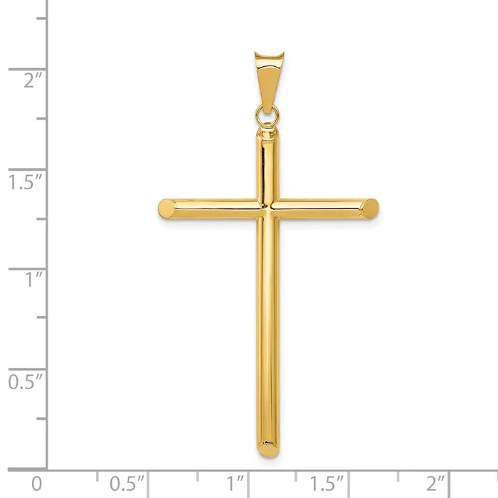14k Yellow Gold Polished Tube Cross Pendant Goldia Necklaces