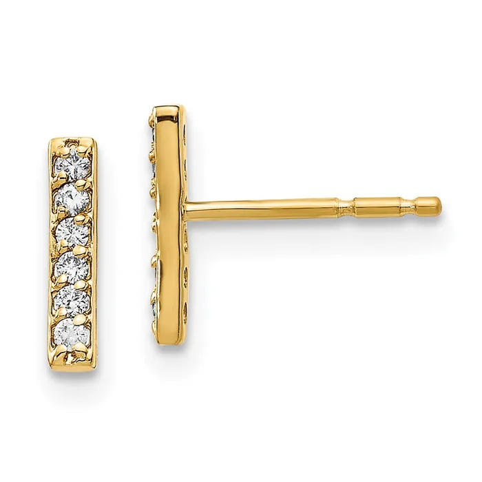 14k Yellow Gold Real Diamond Bar Earrings Goldia Earrings