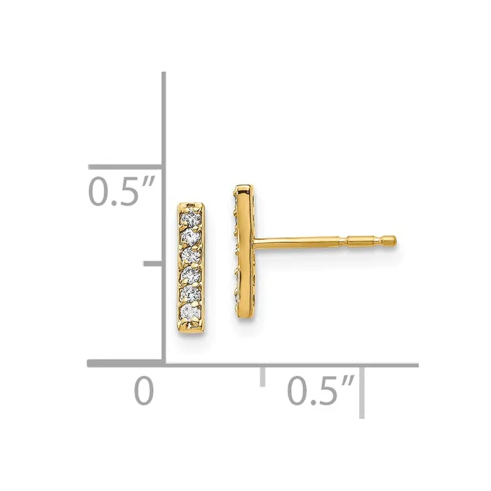 14k Yellow Gold Real Diamond Bar Earrings Goldia Earrings