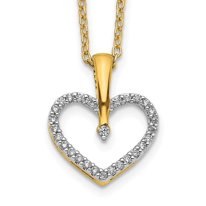 14k Yellow Gold Real Diamond Heart Pendant Goldia Necklaces
