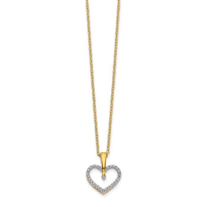 14k Yellow Gold Real Diamond Heart Pendant Goldia Necklaces