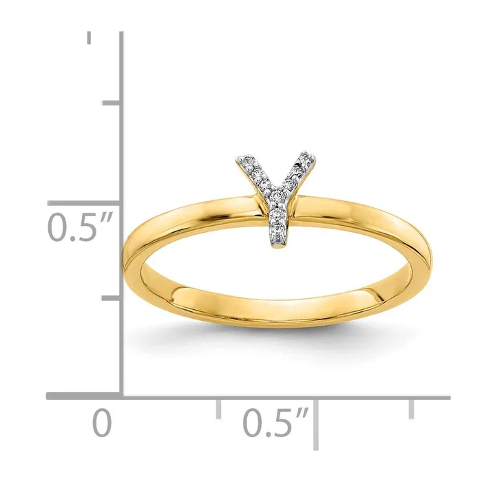 14k Yellow Gold Real Diamond Initial Y Ring Goldiacom Rings