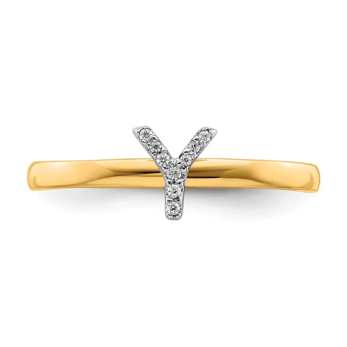 14k Yellow Gold Real Diamond Initial Y Ring Goldiacom Rings