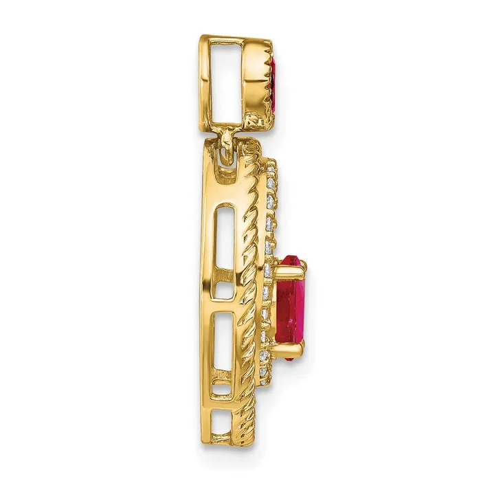 14K Yellow Gold Ruby and Real Diamond Oval Pendant Goldia Necklaces
