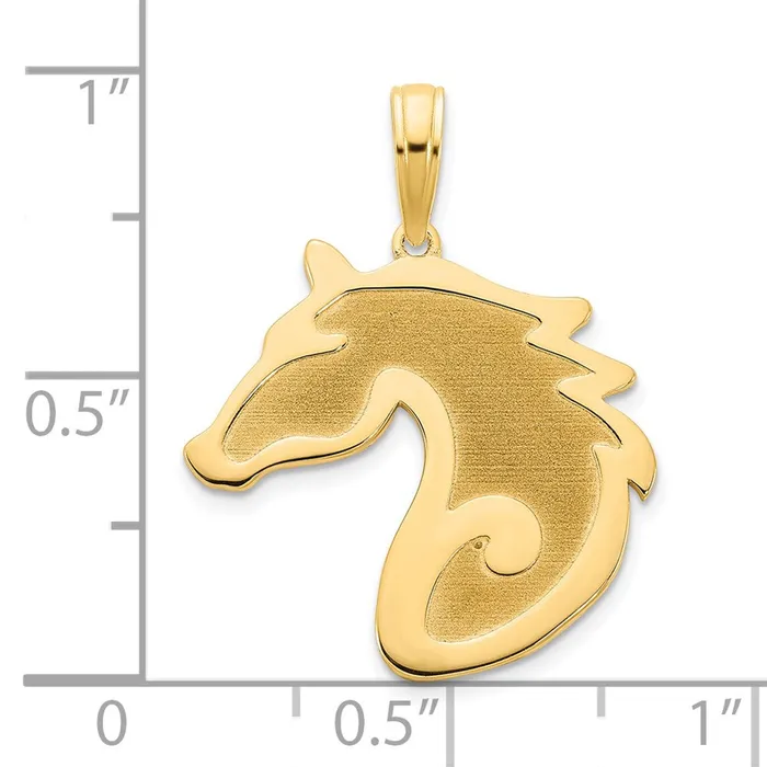 14k Yellow Gold Sandblasted Horse Head Charm Goldia Charm Necklaces