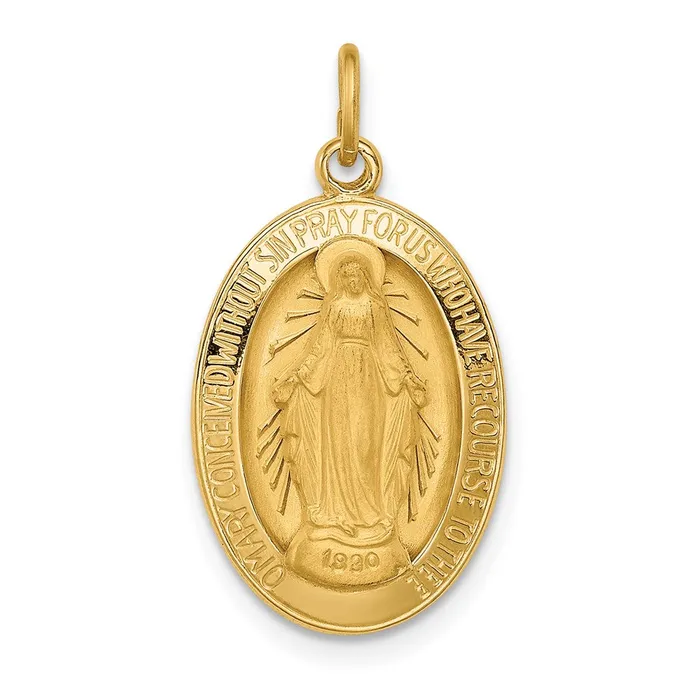 14k Yellow Gold Solid PolishedSatin Oval Miraculous Medal Goldia PreStyled Sets 14k Yellow Gold Solid PolishedSatin Oval Miraculous Medal Goldia PreStyled Sets