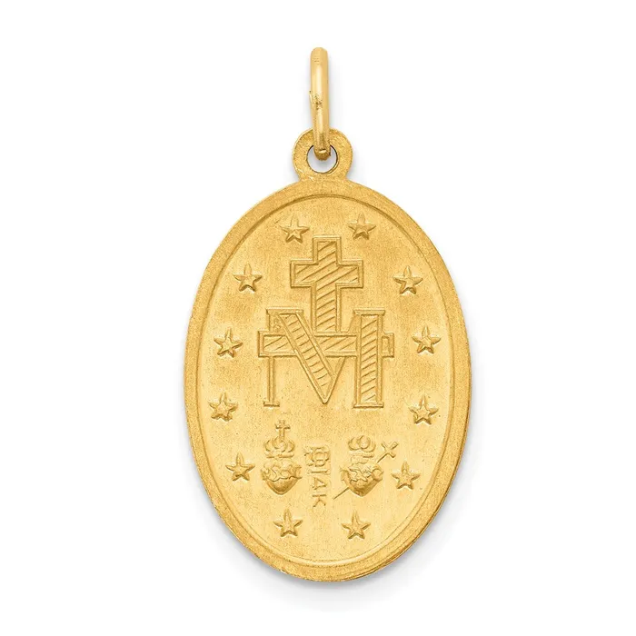 14k Yellow Gold Solid PolishedSatin Oval Miraculous Medal Goldia PreStyled Sets