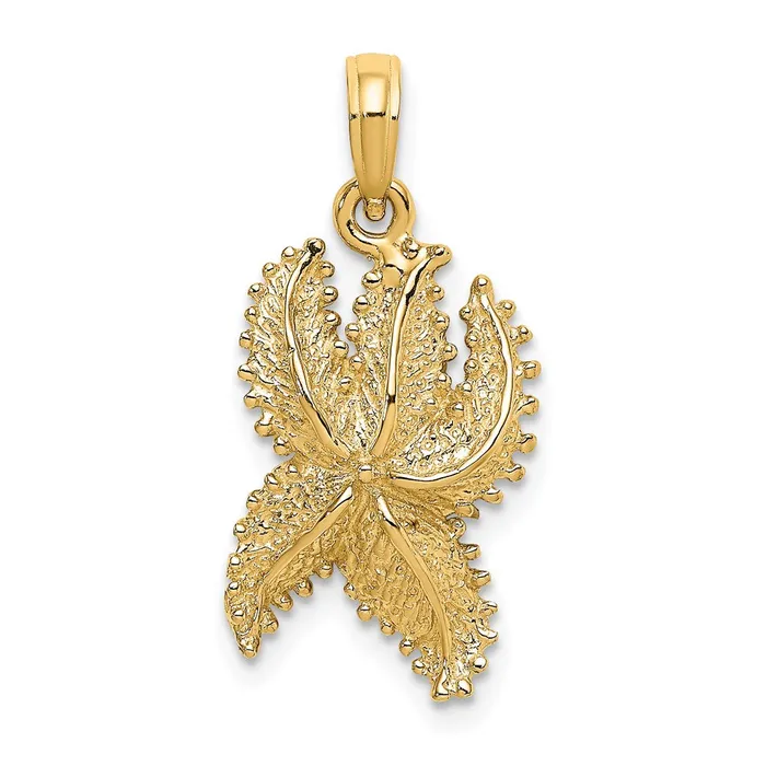 14k Yellow Gold Textured Starfish Charm Goldia Charm Necklaces