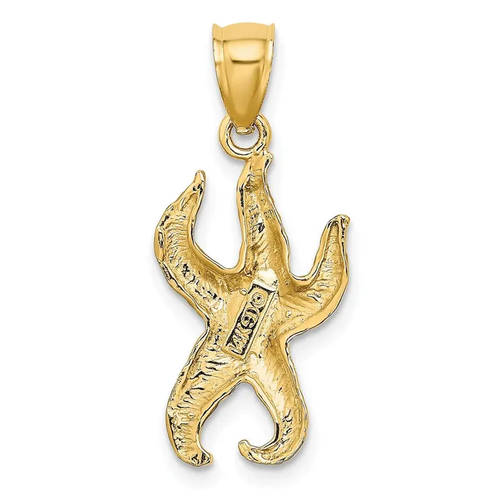 14k Yellow Gold Textured Starfish Charm Goldia Charm Necklaces