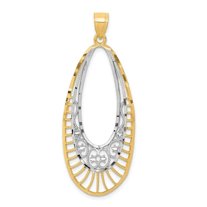 14k Yellow Rhodium Gold Rhodiumplated Oval Pendant Goldia Necklaces