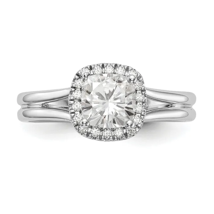 14kw Cushion Halo Simulated Diamond Split Shank Engagement Ring Goldiacom Rings