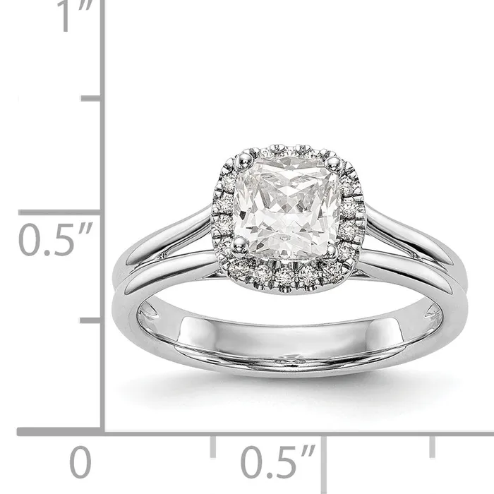 14kw Cushion Halo Simulated Diamond Split Shank Engagement Ring Goldiacom Rings