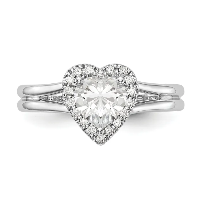 14kw Heart Halo Simulated Diamond Split Shank Engagement Ring Goldiacom Rings