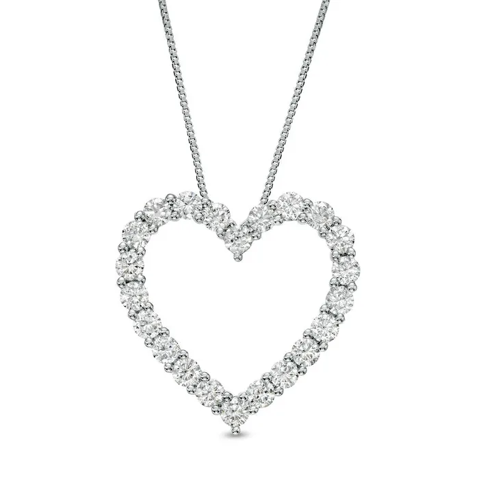 2 CT TW Certified LabCreated Diamond Heart Necklace in 14K White Gold FSI2 Goldia Necklaces 2 CT TW Certified LabCreated Diamond Heart Necklace in 14K White Gold FSI2 Goldia Necklaces