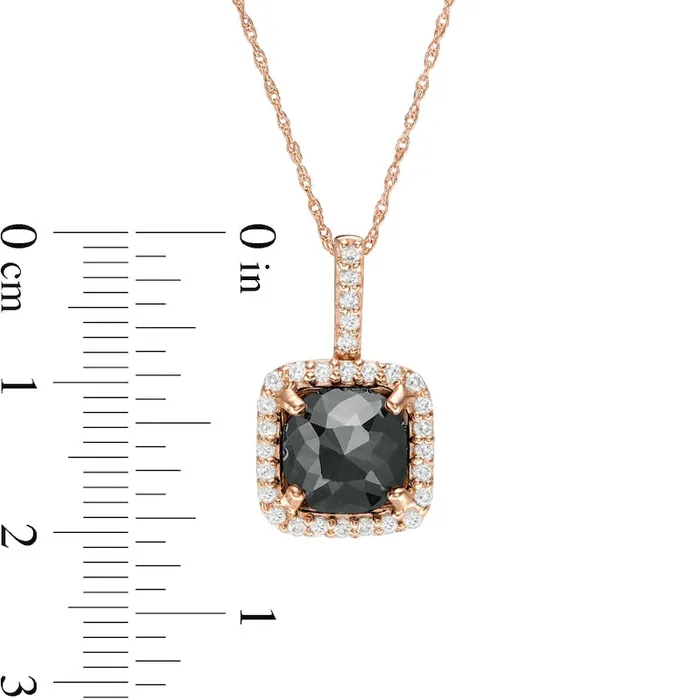 388 CT TW Enhanced Black and White CushionCut Natural Diamond Frame Drop Pendant in 14K Rose Gold Goldia Earrings 388 CT TW Enhanced Black and White CushionCut Natural Diamond Frame Drop Pendant in 14K Rose Gold Goldia Earrings