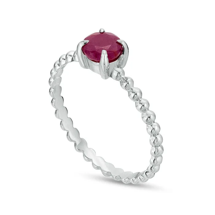 50mm Ruby Beaded ComfortFit Stackable Ring in Solid 10K White Gold Size 7 Goldia Rings 50mm Ruby Beaded ComfortFit Stackable Ring in Solid 10K White Gold Size 7 Goldia Rings
