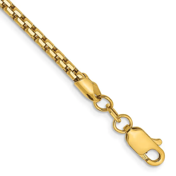 Bracelets 14K Yellow Gold 7 inch 245mm SemiSolid Round Box with Lobster Clasp Bracelet MDS Bracelets 14K Yellow Gold 7 inch 245mm SemiSolid Round Box with Lobster Clasp Bracelet MDS