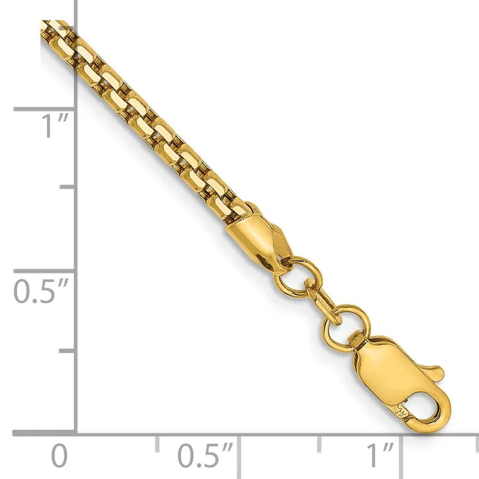 Bracelets 14K Yellow Gold 7 inch 245mm SemiSolid Round Box with Lobster Clasp Bracelet MDS Bracelets 14K Yellow Gold 7 inch 245mm SemiSolid Round Box with Lobster Clasp Bracelet MDS