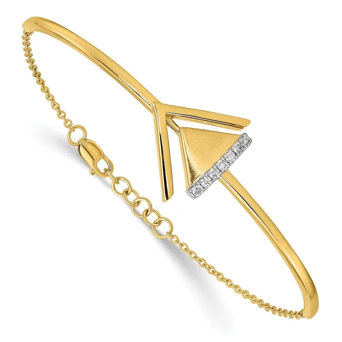 Bracelets 14k Yellow Gold SatinPolish Natural Diamond Double Triangle Bar 7in w5in ext Bracelet goldiaca Bracelets 14k Yellow Gold SatinPolish Natural Diamond Double Triangle Bar 7in w5in ext Bracelet goldiaca