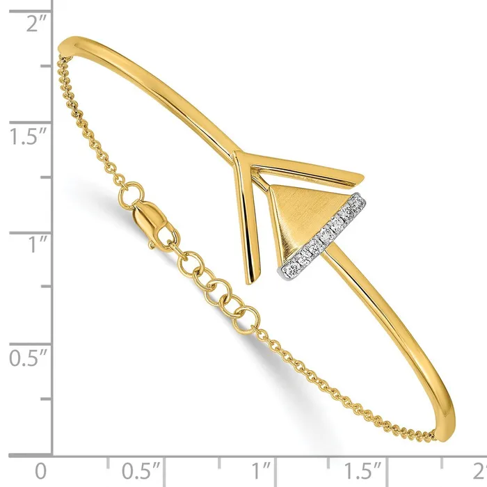Bracelets 14k Yellow Gold SatinPolish Natural Diamond Double Triangle Bar 7in w5in ext Bracelet goldiaca