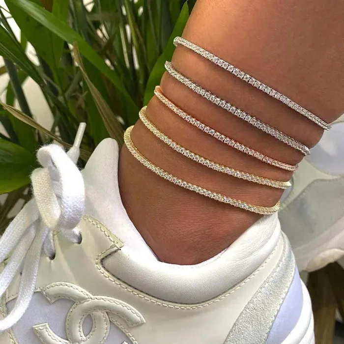 Bracelets Goldia 10 ct tw Classic FourProng Natural Diamond Tennis Anklet Bracelet in 18K White Gold