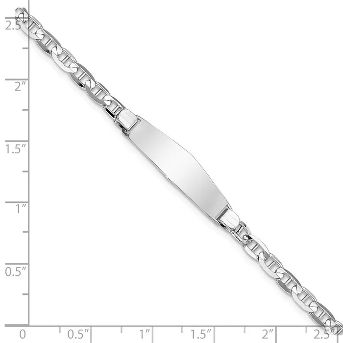 Bracelets MDS Solid 14K White Gold Soft Diamond Shape Anchor Link ID Bracelet Bracelets MDS Solid 14K White Gold Soft Diamond Shape Anchor Link ID Bracelet