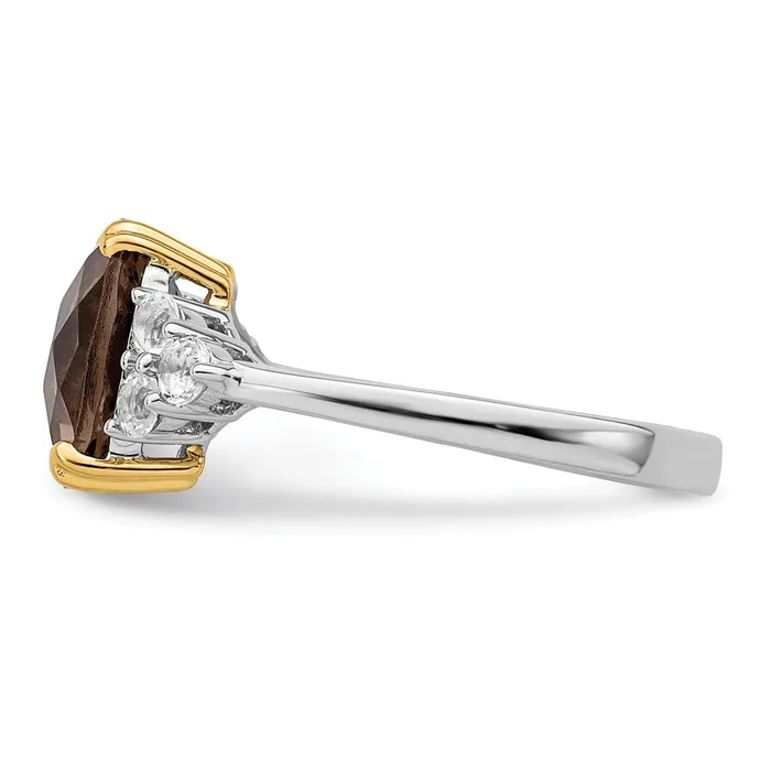 Brilliant Gemstones Sterling Silver with 14K Accent Rhodiumplated Smoky Quartz and White Topaz Ring Goldia Rings