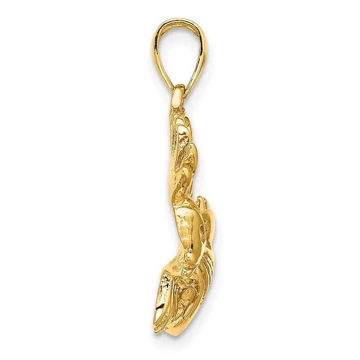 Charm Necklaces 14k Yellow Gold 2D Polished Textured Lion Fish Charm Goldia