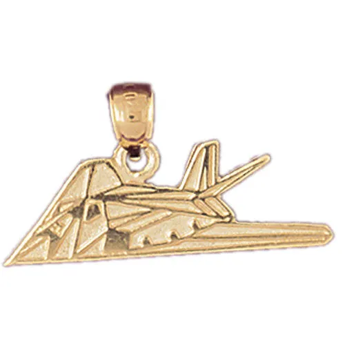 Charm Necklaces Goldia 14K Gold F117 Nighthawk Stealth Bomber Charm