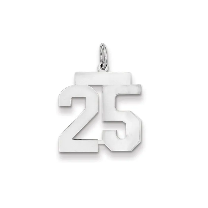 Charm Necklaces Goldia 14k White Gold WG Medium Polished Number 25 Charm