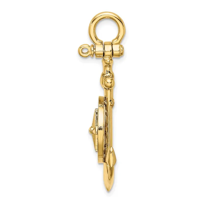 Charm Necklaces Goldia 14k Yellow Gold 3D Small Anchor w Nautical Compass Charm
