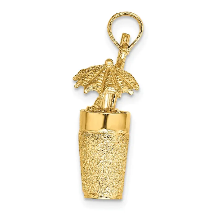 Charm Necklaces Goldia 14k Yellow Gold 3D Textured Cocktail Drink Charm